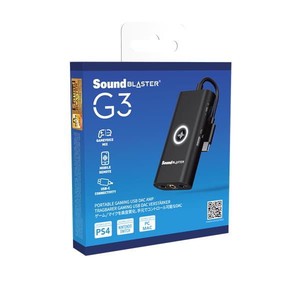 Creative Sound Blaster G3, zvuková karta, DAC prevodník a zosilňovač pre herné konzoly, USB-C, externá