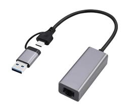 Gembird adaptér USB-C (M) + USB-A 3.2 (M) na Gigabit LAN