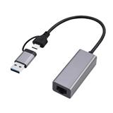 Gembird adaptér USB-C (M) + USB-A 3.2 (M) na Gigabit LAN