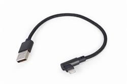 Gembird kábel nabíjací Lightning 8-pin (M) 90° na USB 2.0 (M), 0.2 m, čierny