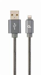 Gembird kábel nabíjací Lightning 8-pin (M) na USB 2.0 (M), prémiový, metalicky opletený, 2 m, šedý