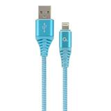 Gembird kábel nabíjací Lightning 8-pin (M) na USB 2.0 (M), prémiový, opletený, 2 m, modrý