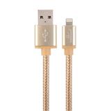 Gembird kábel nabíjací Lightning 8-pin (M) na USB 2.0 (M), prémiový, opletený, metal konektory, 1.8 m, zlatý