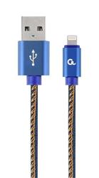 Gembird kábel nabíjací Lightning 8-pin (M) na USB 2.0 (M), prémiový, opletený, metal konektory, 2 m, džínsovina