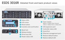 Infortrend (ESDS 3016R), 3U, 2x host board sloty, 2x6G SAS exp.,16xHDD bay, Dual Controller, 2x2GB, 2x PWS