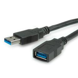 Kábel USB 3.2 Gen 1, A-A M/F 0.8m, 5Gbps, predlžovací, čierny