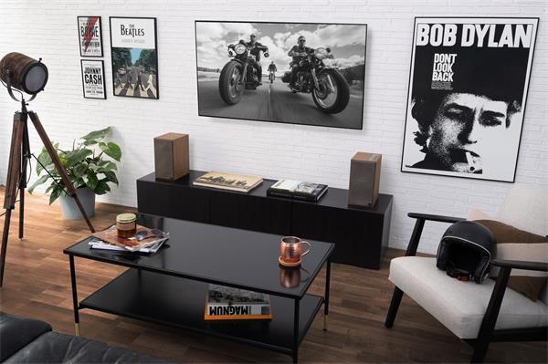 Klipsch The Fives, aktívne reproduktory, 160 W, Bass-reflex, BT, HDMI ARC, USB, Opt., Phono/Line In, hnedá, pár