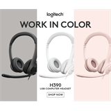 Logitech® H390 USB Headset - USB- ROSE