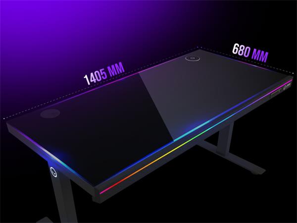 Lorgar DP80W prémiový herný stôl s elektrickým zdvihom, dreveným povrchom a RGB ambientným osvetlením