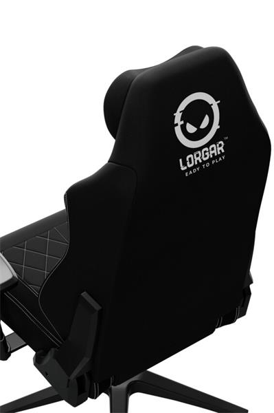 LORGAR PRO CHA41 herná stolička, látková, plne kovový rám, pamäťová pena, 3D opierky rúk, nosnosť 150 kg, čierno biela