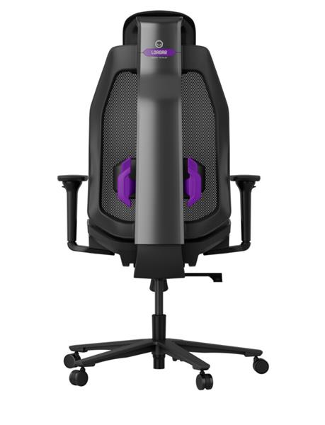 Lorgar PRO CHA51 ergonomická herná stolička, 4D podrúčky, bedrová opora, nastaviteľná opierka hlavy, čierno fialová