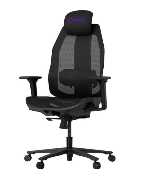 Lorgar PRO CHA51 ergonomická herná stolička, 4D podrúčky, bedrová opora, nastaviteľná opierka hlavy, čierno fialová
