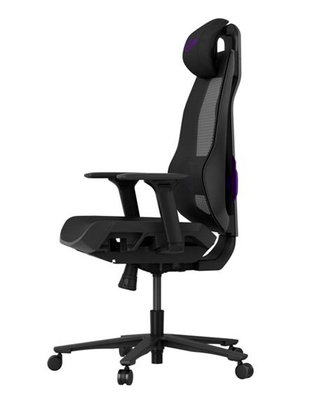 Lorgar PRO CHA51 ergonomická herná stolička, 4D podrúčky, bedrová opora, nastaviteľná opierka hlavy, čierno fialová