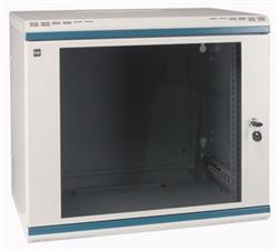 MOELLER / EATON 19" rozvádzač nástenný 2-D NWS 18U/300mm, skl.dvere, cylindr, šedý