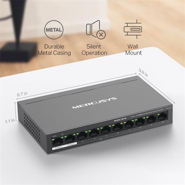 NV Version is suitabe for customers who's voltage input is between 220V-240V"10-Port 10/100Mbps Desktop Switch with 8-Po