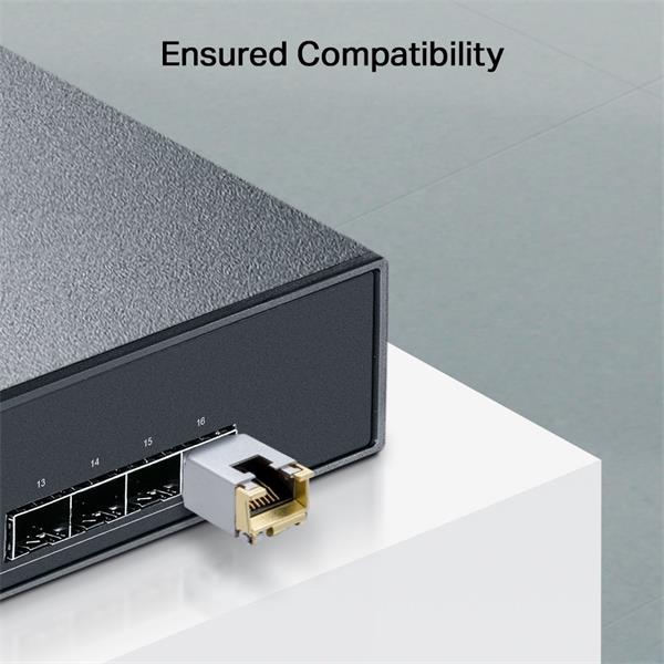 Omada 1000BASE-T RJ45 SFP Module SPEC: 1000Mbps RJ45 Copper Transceiver, Plug and Play with SFP Slot, Up to 100 m Distan