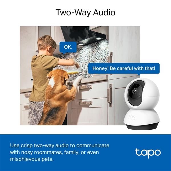 Pan/Tilt AI Home Security Wi-Fi Camera SPEC: 2K QHD (2560x1440), 2.4 GHz, Horizontal 360o FEATURE: Pan/Tilt, Smart AI D