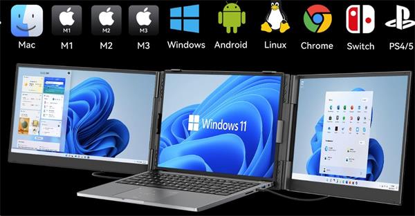 Portable monitor Blackview DCM8 Dual Screen 15.3inch 1920x1200 16:9 LCD 60Hz IPS 178 USB-C 3.1x3, sivo čierny