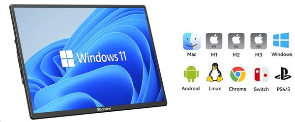 Prenosný monitor Blackview Table 9, 16", IPS FHD 1920x1200 16:9 LCD 60Hz 178 USB-C 3.1x2, čierny