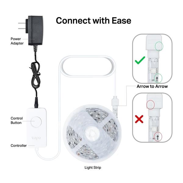 Smart Light Strip, Multicolor SPEC: 2.4 GHz Wi-Fi, 802.11b/g/n, one 16.4 ft/5m RGBW+IC LED light strip, 1000lm, 2500K~65