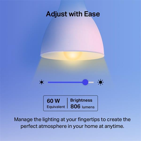 Smart Wi-Fi Light Bulb, Multicolor SPEC: 2.4 GHz, IEEE 802.11b/g/n, E27 Base, 220–240 V, 50/60 Hz, Brightness: W: 806 lm