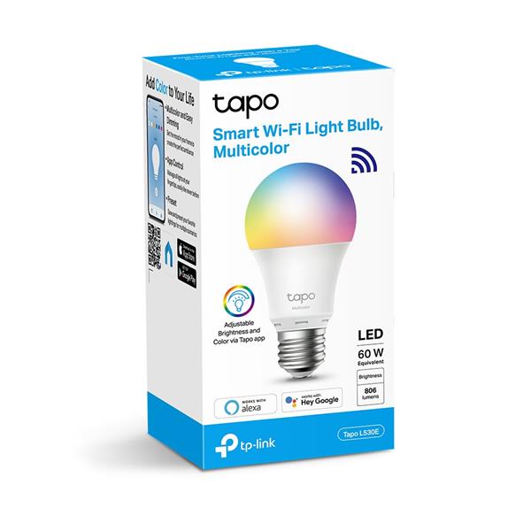 Smart Wi-Fi Light Bulb, Multicolor SPEC: 2.4 GHz, IEEE 802.11b/g/n, E27 Base, 220–240 V, 50/60 Hz, Brightness: W: 806 lm
