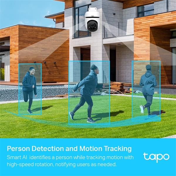 Tapo Outdoor Pan/Tilt Security Wi-Fi Camera SPEC: 1080p, 2.4 GHz, Horizontal 360o FEATURE: Physical Privacy Mode, Smart