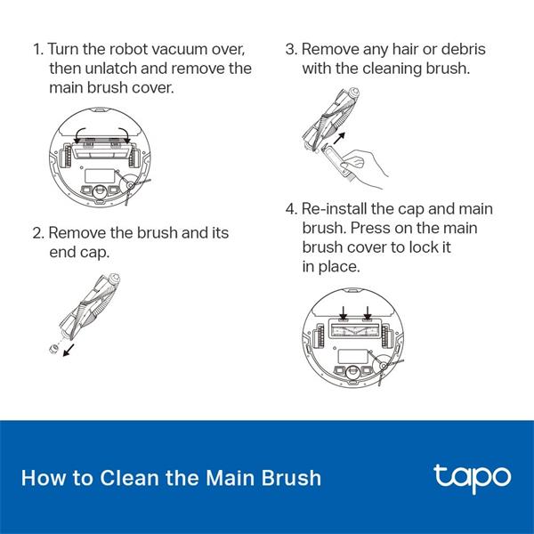 Tapo Robot Vacuum Replacement Kit SPEC: Main Brush ×1, Side Brush ×2, HEPA Filter ×2 Suitable for Tapo RV30 Plus, Tap