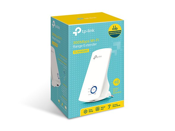 TP-LINK TL-WA850RE 300Mbps Wi-Fi Range Extender, Wall Plugged, 2 internal antennas, 1 10/100Mbps Port