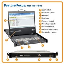 TrippLite 1U Rack-Mount Console with 19 in. LCD, 1920 x 1080 (1080p), DVI or VGA Video, TAA