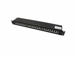 Value 19" Patch panel 24port cat.6a, tienený s uzemnením, celokovový, 1U, čierny