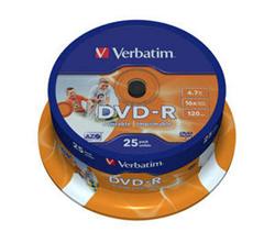 Verbatim - DVD-R 4,7GB 16x Printable 25ks v cake obale