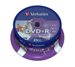 Verbatim - DVD+R 4,7GB 16x Printable 25ks v cake obale